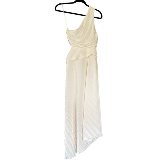 A.L.C. Dahlia Dress One Shoulder Whisper White Cutout Pleated Crepe Maxi Size 8 - Picture 6 of 12